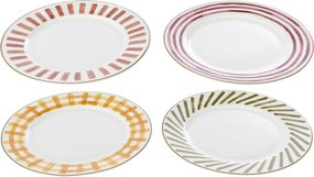 Súprava 4 kameninových tanierov Burgundy & Olive – Ø 20*2 cm