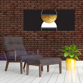 Obraz - Abstrakcia zlatá a čierna N⁰2 (120x50 cm)