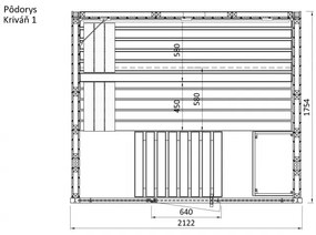 Sauna KRIVÁŇ 1 212 x 175 x 204 cm