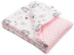 NEW BABY Detská deka z Minky s výplňou New Baby Medvedíkovia ružová 80x102 cm