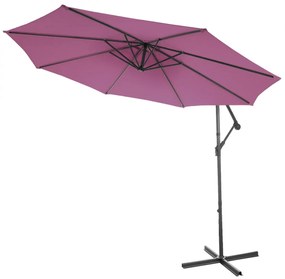 Slnečník Acerra Ø 3m polyester/oceľ - levanduľovo-červená so stojanom