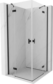 Mexen Mist-H Duo, 2-krídlový výklopný sprchový kút 120 x 120 cm, číre sklo, čierny profil, 8A5-120L-120P-70-00