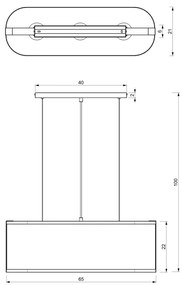 Luster na lanku KAGA 3xE27/60W/230V čierna/zlatá
