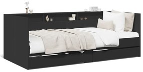 Denná posteľ so zásuvkami čierna 90x200 cm kompozitné drevo 3280847