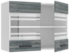 Kuchynská skrinka Belini Premium Full Version horná 80 cm šedý antracit Glamour Wood