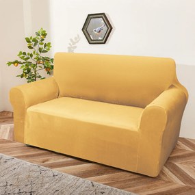 Elastický plyšový poťah na dvojmiestnu pohovku BestBerg / žltá