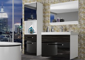 Kúpeľňový nábytok Belini čierny lesk / eben kráľovský + umývadlo + zrkadlo  ROD PM 3/0/W/BHK/0/ZW