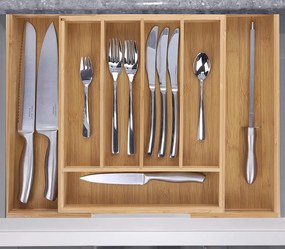 VERK GROUP Organizér do zásuvky, príborník, bambusový, nastaviteľný 27-39 x 37 hĺbka