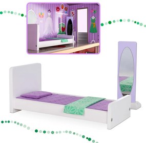 KIK Drevený domček pre bábiky + nábytok pastel 117cm
