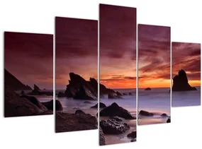 Obraz západu slnka na pobreží (150x105 cm)