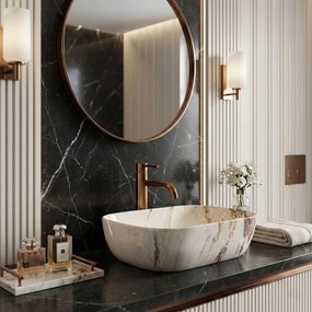 Rea Belinda Marrone Shiny, umývadlo na dosku 465×330×135 mm, imitácia kameňa Marrone, REA-U3601