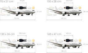 Lietadlo Boeing textilní prelepiteľná nálepka na stenu list 75 x 21 cm