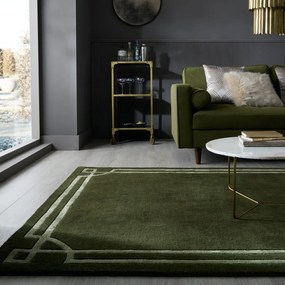 Tmavozelený ručne tkaný vlnený koberec 120x170 cm Gatsby – Flair Rugs