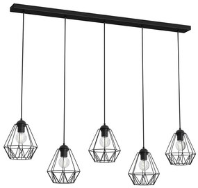 Luster na lanku BERGEN 5xE27/60W/230V čierna