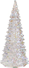 CRYSTAL LED Jedľa sklenená 22 cm - strieborná