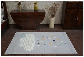 Koberec PASTEL 18409/652 - Obláčik-Srdiečka-Vtáčik sivý/krém/tyrkys