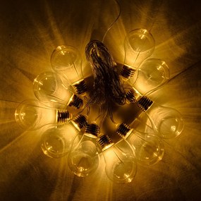 DECOLED Party osvětlení solar, 5 m, 10 teple bílých LED, průhledné baňky, transparentní