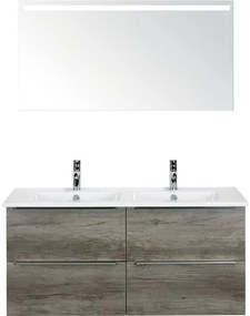 Kúpeľňový nábytkový set Pulse 120 cm s keramickým dvojitým umývadlom dub Nebraska a zrkadlom s LED osvetlením 84726224