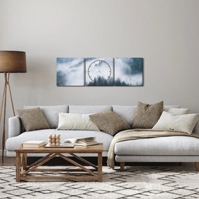 Obraz - Stromy v hmle (s hodinami) (90x30 cm)