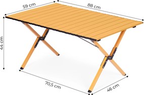 Skladací kempingový stolík MOLDO 90x60 cm žlto-hnedý