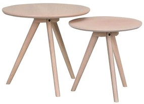 Okrúhle odkladacie stolíky v súprave 2 ks z dubového dreva ø 50 cm Yumi – Rowico