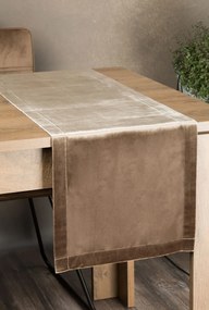 Dekorstudio Behúň na stôl ROYAL 1 z lesklého zamatu v tmavobéžovej farbe Rozmer behúňa (šírka x dĺžka): 35x180cm