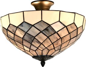 Bielo-šedá stropná lampa Tiffany Paulette - Ø 41*24 cm E14/ 2*40W