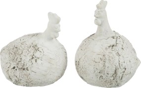 2 ks šedá antik dekoratívna soška sliepočka a kohútik - 17*17*23 cm