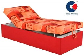 Polohovacia posteľ Alex Senior 90cm, oranžová / červená - matrace h (vzor č.206 / 8)