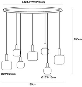 Lucide 45405/07/30 - Luster na lanku ELOISE 7xE27/40W/230V čierna