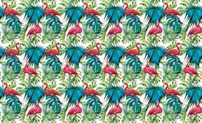 Fototapeta - Plameniaky a listy (152,5x104 cm)