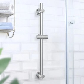 Sprchová tyč bez vŕtania z nehrdzavejúcej ocele v lesklej striebornej farbe posuvný držiak 70 cm – Wenko