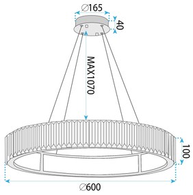 Toolight Toolight, LED stropné svietidlo 60cm + diaľkové ovládanie APP1748-CP, zlatá-priehľadná, OSW-07894