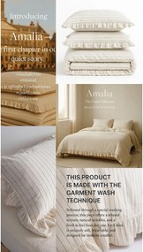 Béžové obliečky na dvojlôžko/predĺžené z bavlny Renforcé 240x220 cm Amalia Striped – Mila Home Luxury