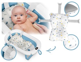 Ricokids Skladacia vanička pre deti, dojčatá s teplomerom a vložkou RK-287 biela a modrá