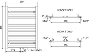 Mexen Hades, elektrické vykurovacie teleso 800 x 600 mm, 600 W, zlatá lesklá, W104-0800-600-2600-50