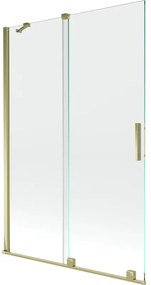 Mexen Velar, 2-krídlová posuvná vaňová zástena 120 x 150 cm, 8mm číre sklo, zlatý lesklý profil, 896-120-000-01-50