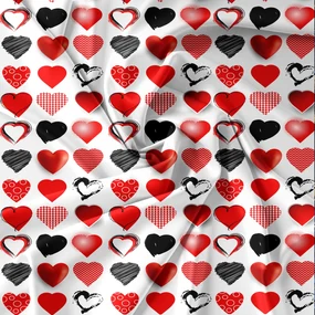 Obliečky z mikrovlákna RED AND BLACK HEARTS biele