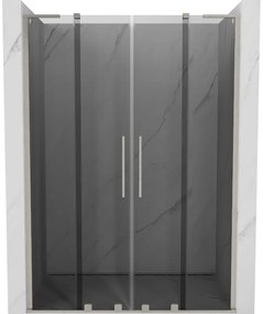 Mexen Velar L Duo, posuvné sprchové dvere do otvoru 150 cm, 8mm šedé sklo, brúsená oceľ, 871-150-003-42-97