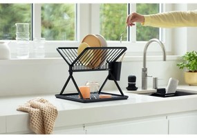 Tmavosivý kovový dvojposchodový odkvapkávač 37x33 cm – Brabantia