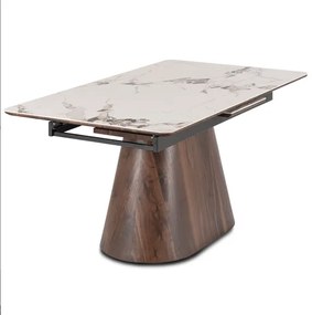 Stôl LUCIANO 160–200 cm Biely mramor / Orech