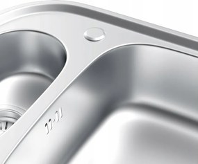Erga HD, 1,5-komorový oceľový drez 600x490x160 mm + sifón, dekor brúsený satén, ERG-MLS-HD6049BS