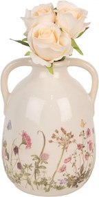 Keramická váza s uškami a lúčnymi kvetmi Flowers of Love L - Ø 16*22 cm