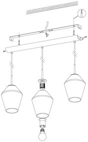 Eglo 96774 - Závesné svietidlo MURMILLO 3xE27/28W/230V