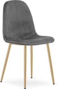 Set dvoch jedálenských stoličiek PADVA zamatové tmavosivé / hnedé nohy (2 ks)