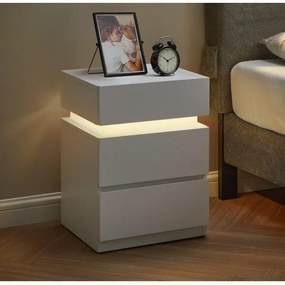 Nočný stolík SMARTIE s podsvietením, biely