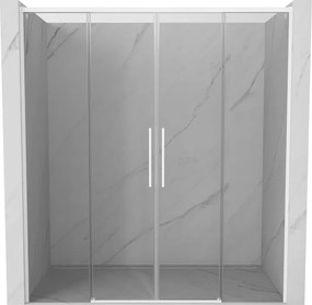 Mexen Rox, posuvné sprchové dvere 200 cm, 8mm číre sklo, biely profil, 8C2-200-002-20-00