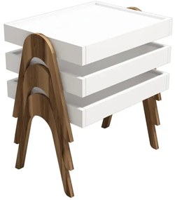 SADA 3x Odkladací stolík ROMA biela/hnedá
