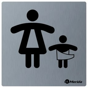 Piktogram z nerezovej ocele STELLA - WC matky s deťmi, matný nerez
