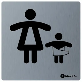 Piktogram z nerezovej ocele STELLA - WC matky s deťmi, matný nerez